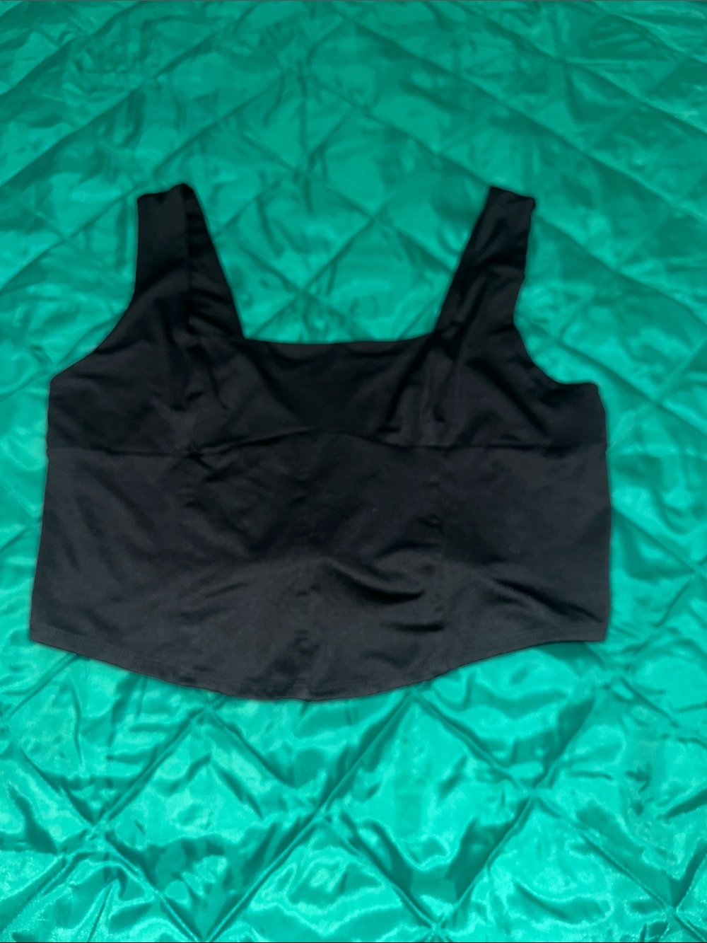 Women's Black Square Neck Crop Top - Sleeveless Tank